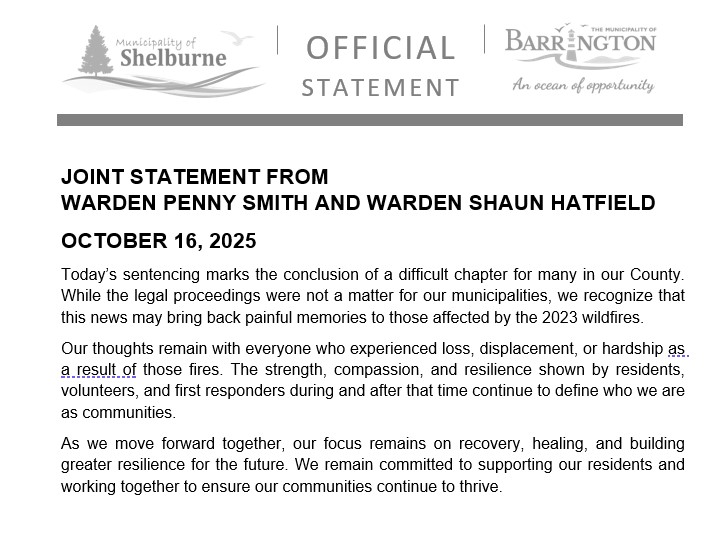 Joint Statement from Warden Penny Smith & Warden Shaun Hatfield